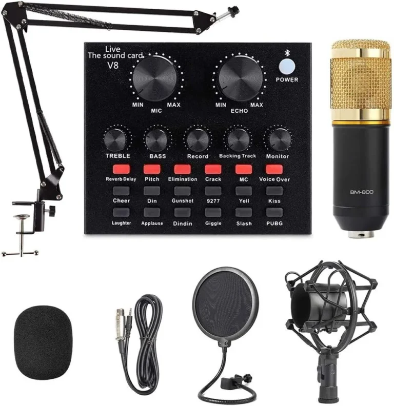 BM 800 Studio Microphone Kit with V8 Sound Card Professional Condenser Mic for Recording