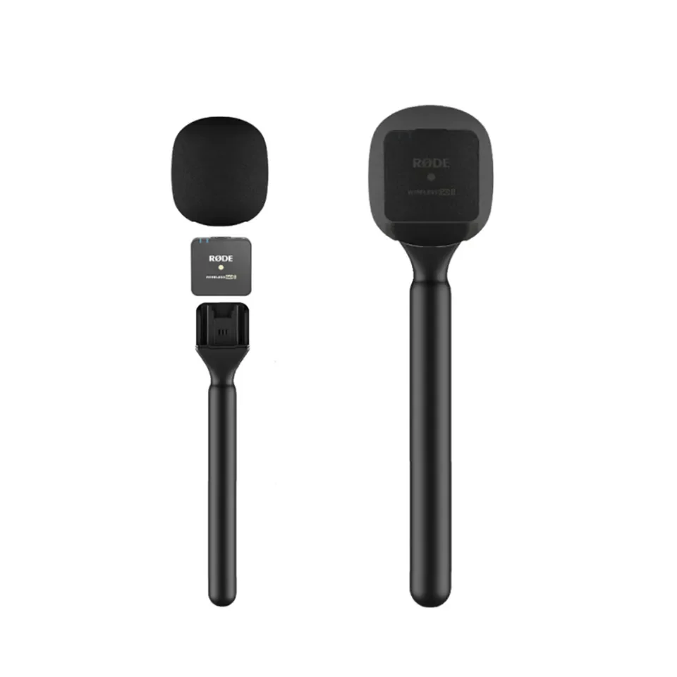 Wireless Handheld Microphone Adapter for DJI, RODE Wireless GO Interview Mic Handle with Windshield2_86f2c372